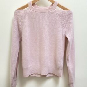 J Brand 💯 Cashmere Soft Pink Open Shoulder Sweater